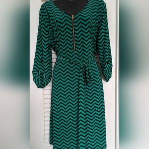 Green and black dress